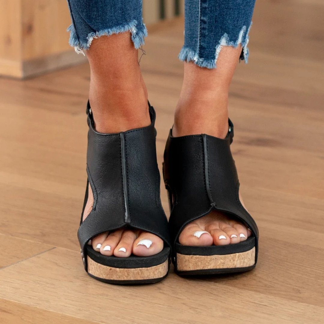 Bellatrix | Women's Suede Platform Wedge Sandals Back