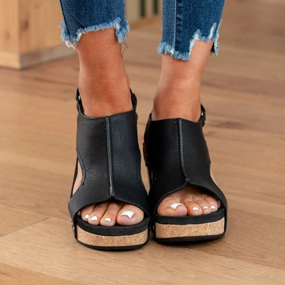 Bellatrix | Women's Suede Platform Wedge Sandals Back