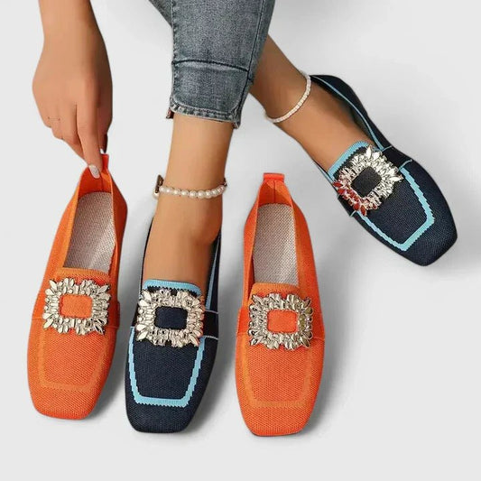 Belvaine | Women's Orthopedic Jeweled Buckle Loafers Front