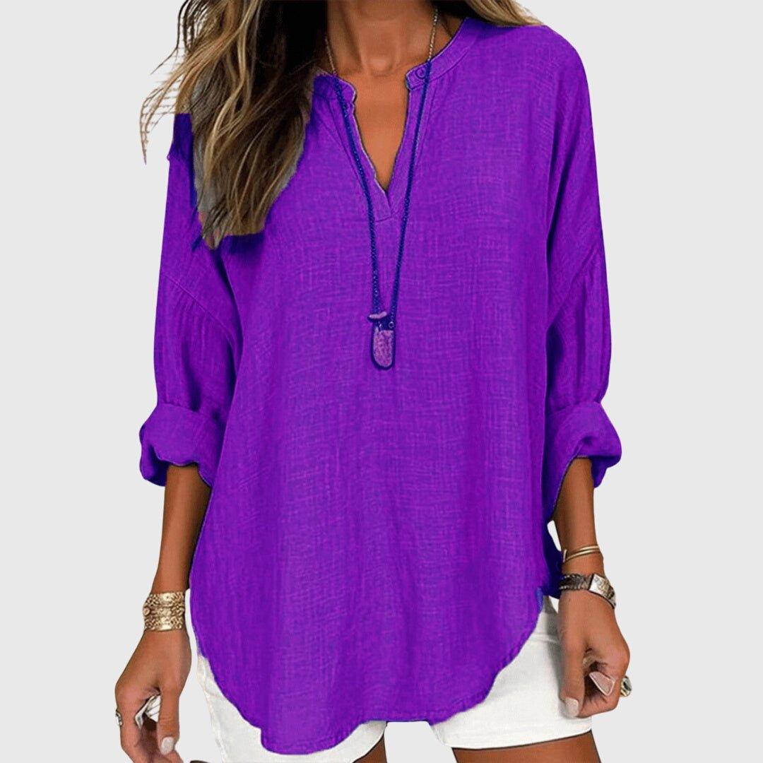 Bree | Flowy Elegant Beach Shirt Close Up