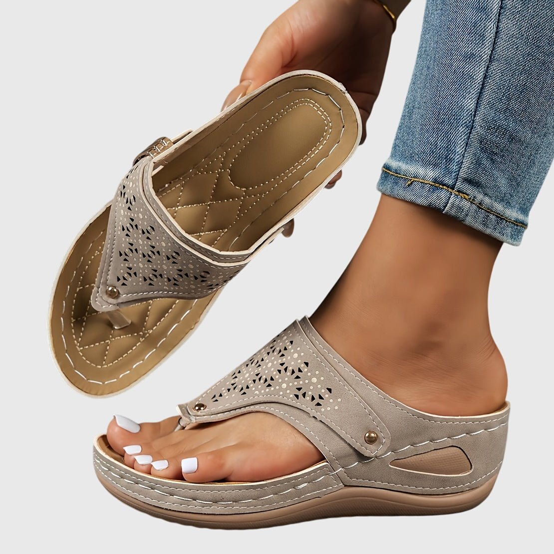 Briella | Women's Comfortable Laser-Cut Floral Sandals Alternate