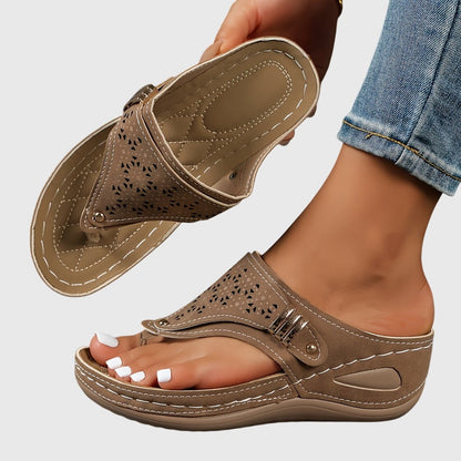 Briella | Women's Comfortable Laser-Cut Floral Sandals Angle