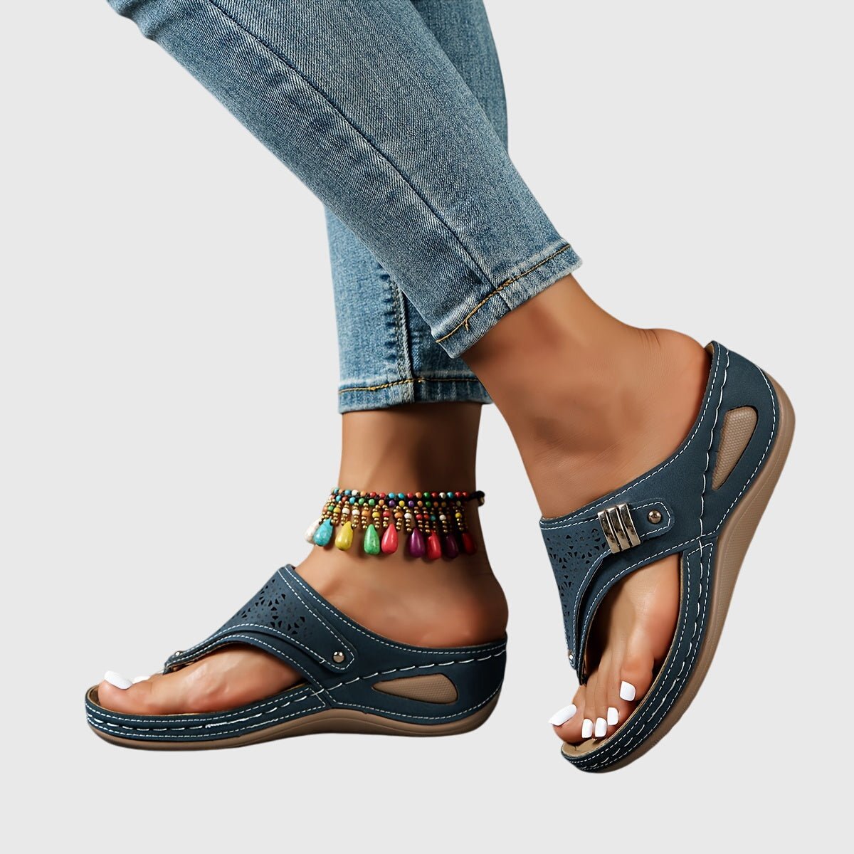 Briella | Women's Comfortable Laser-Cut Floral Sandals Back