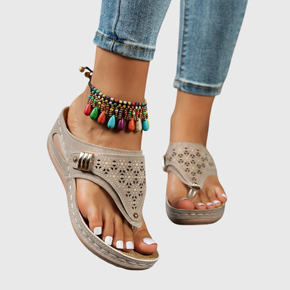 Briella | Women's Comfortable Laser-Cut Floral Sandals View 11
