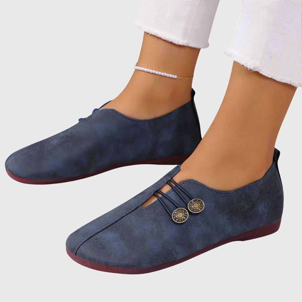 Brielle | Women's Daily Comfort Slip-Ons Bronze Button Detail Detail