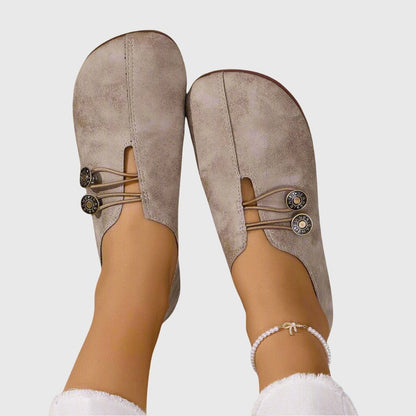 Brielle | Women's Daily Comfort Slip-Ons Bronze Button Detail Front