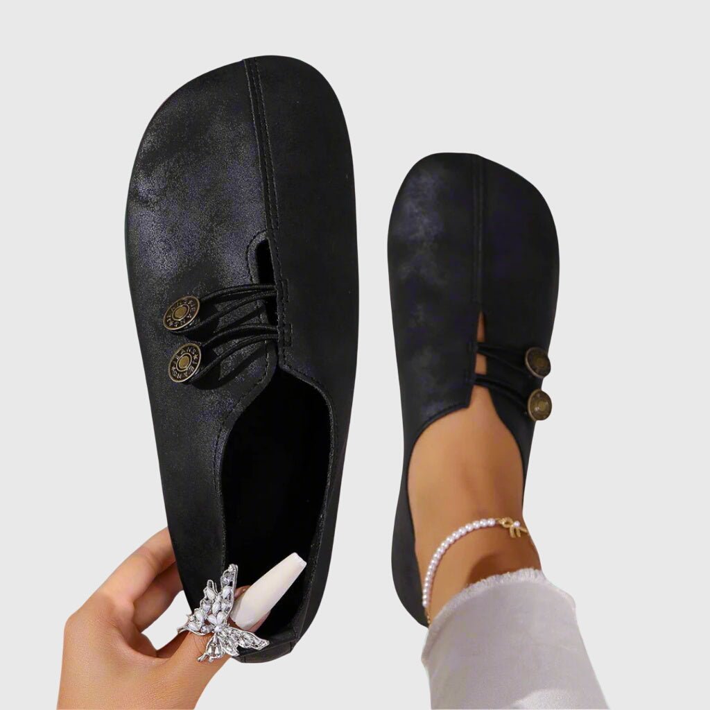 Brielle | Women's Daily Comfort Slip-Ons Bronze Button Detail Side