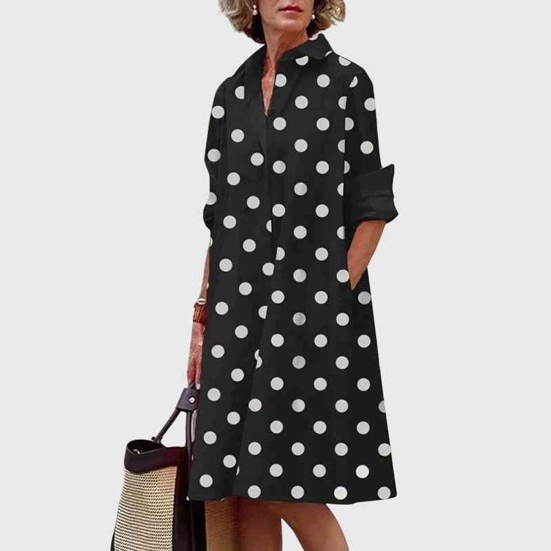 Brielle | Women's Elegant Shirt Dress with Pockets Close Up