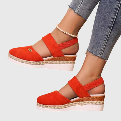 Calvara | Women's Orthopedic Woven Platform Sandals Back