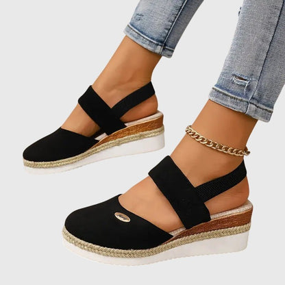 Calvara | Women's Orthopedic Woven Platform Sandals Side