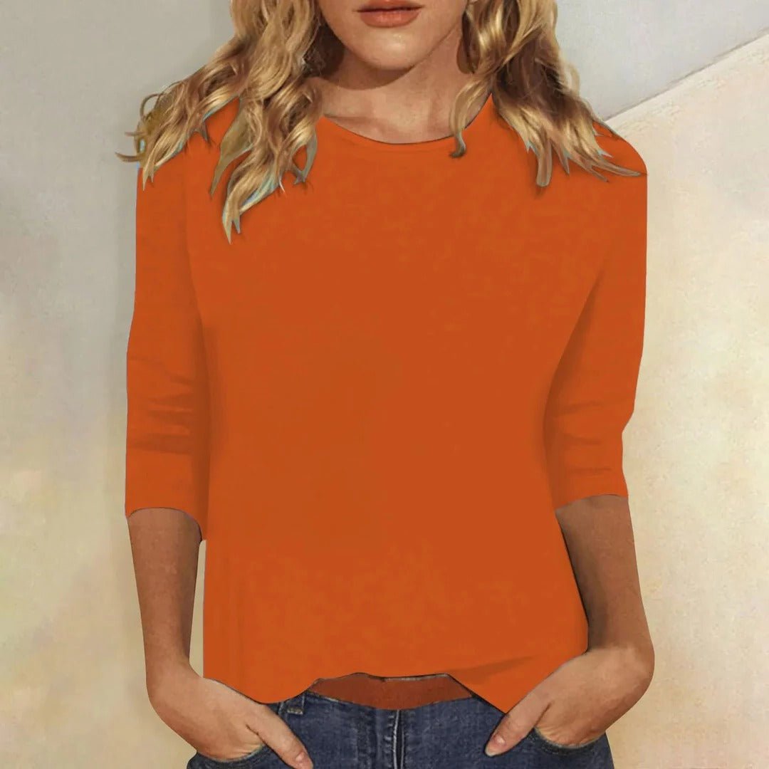 Cassandra | Women's Crew Neck Casual Everyday Top Angle