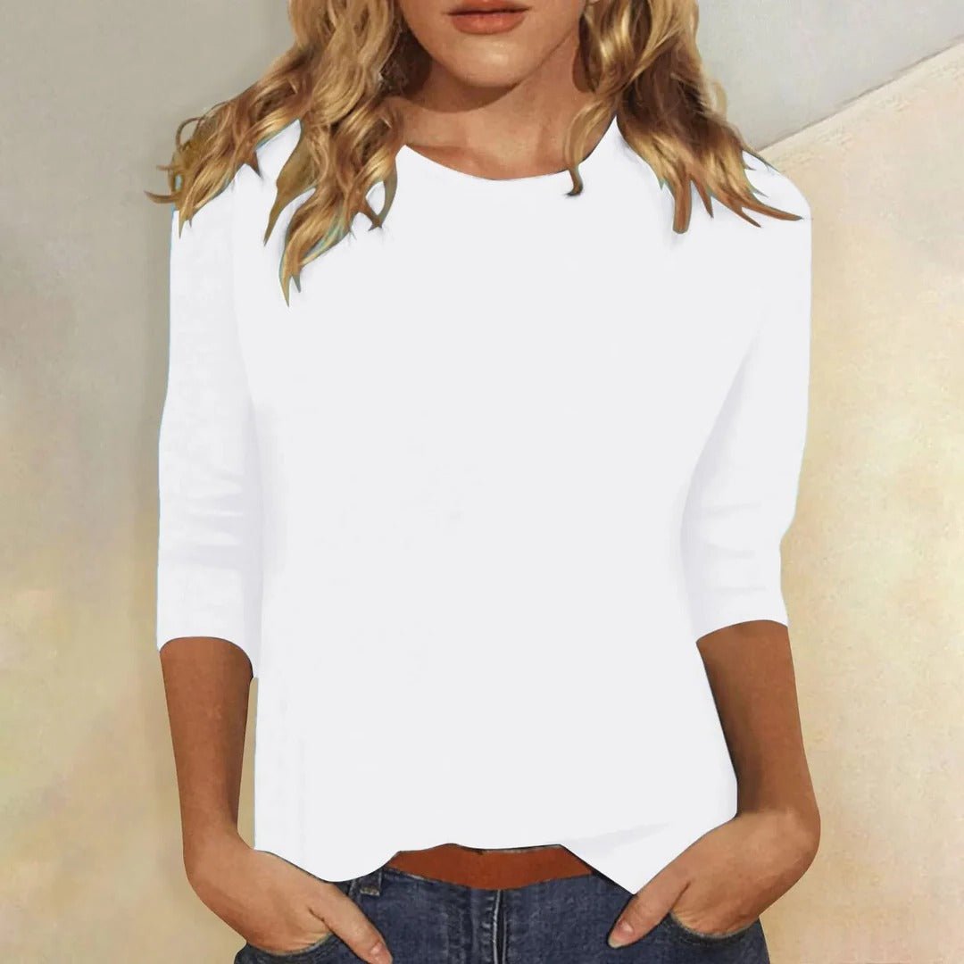 Cassandra | Women's Crew Neck Casual Everyday Top Front