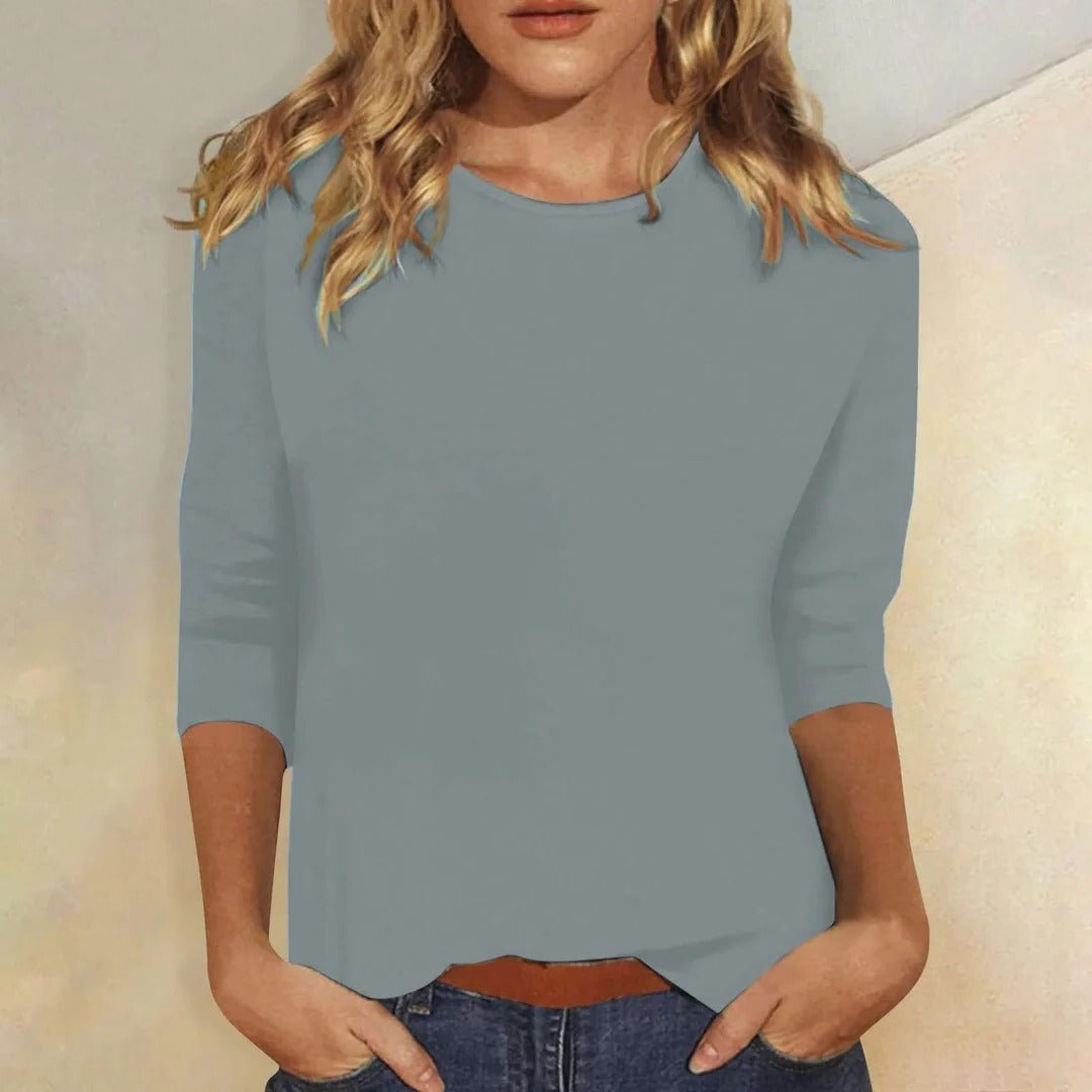 Cassandra | Women's Crew Neck Casual Everyday Top Side