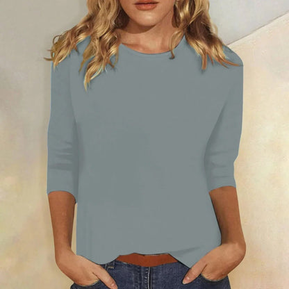 Cassandra | Women's Crew Neck Casual Everyday Top Side