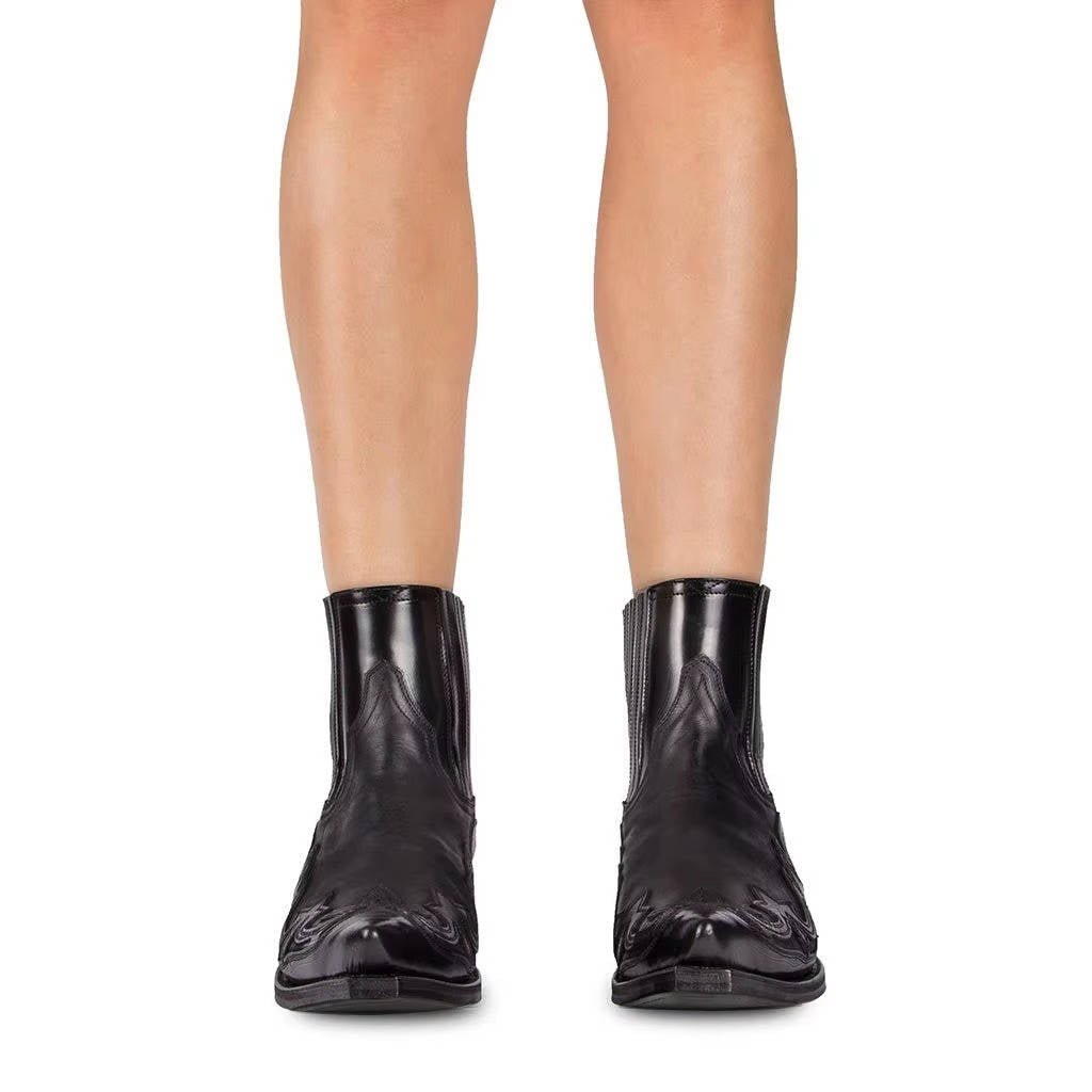 Cazadora | Women's Pointed Toe Leather Western Ankle Boots Detail
