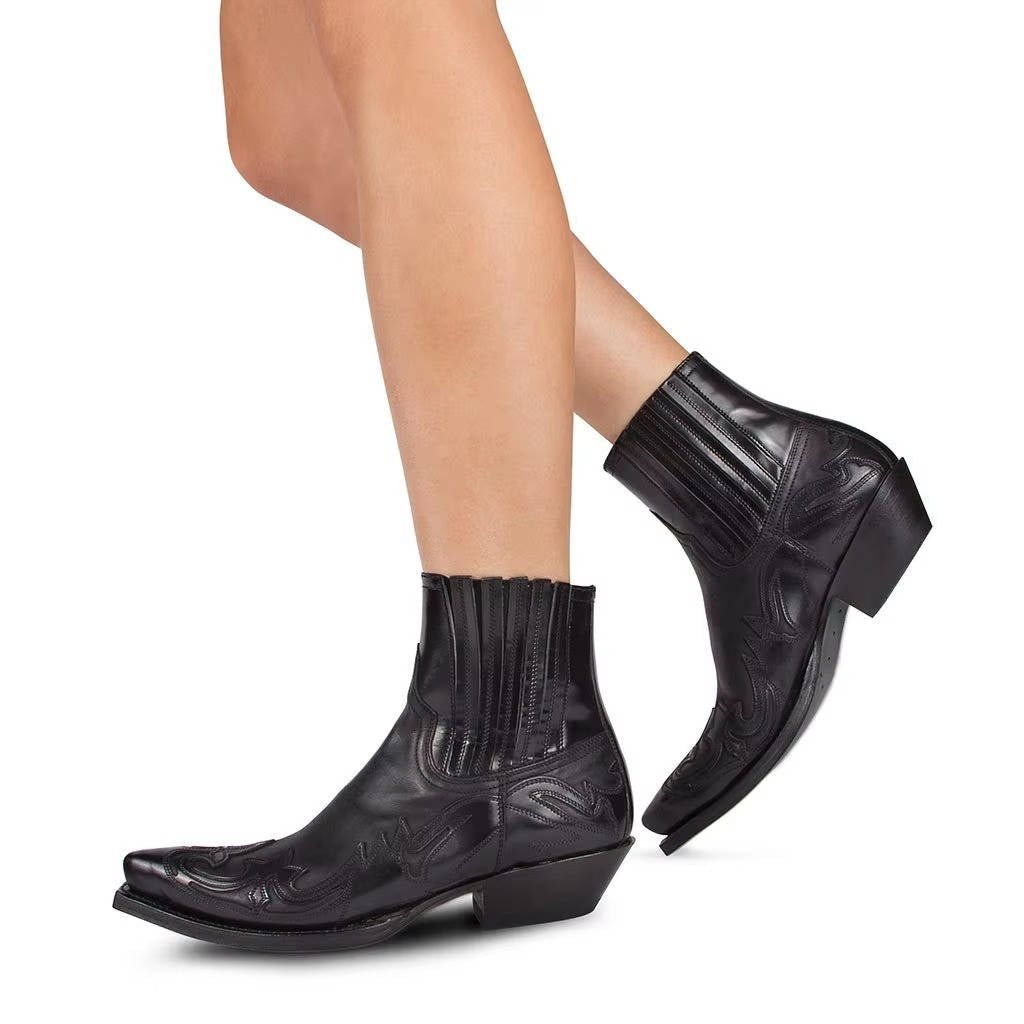 Cazadora | Women's Pointed Toe Leather Western Ankle Boots Front