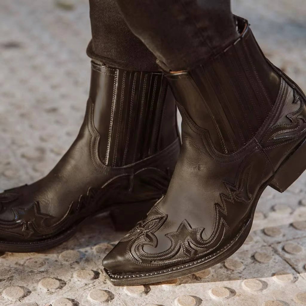 Cazadora | Women's Pointed Toe Leather Western Ankle Boots Lifestyle