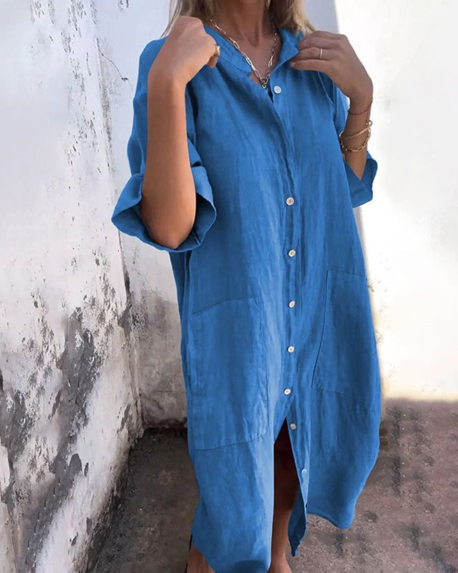 Celeste | Women's Oversized Boho Shirt Dress Detail