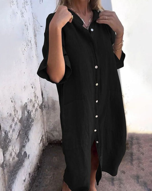 Celeste | Women's Oversized Boho Shirt Dress Front