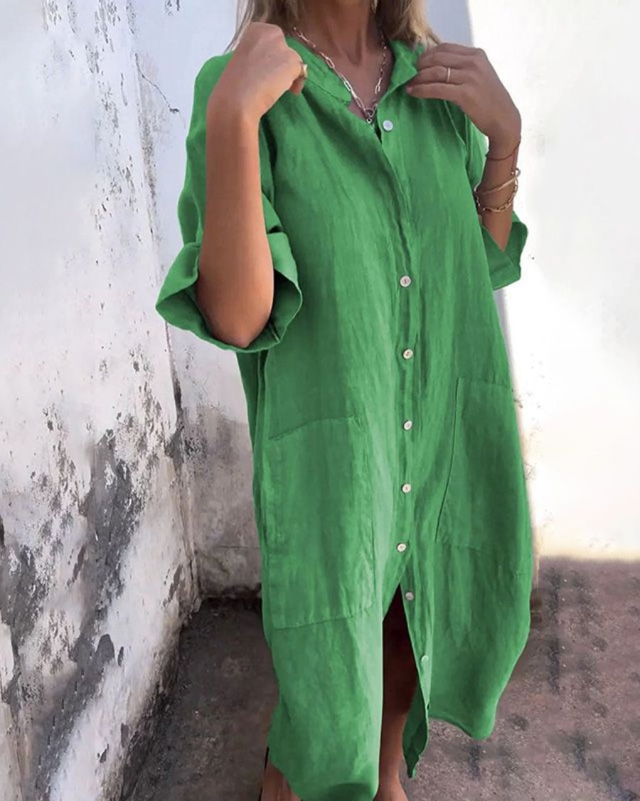 Celeste | Women's Oversized Boho Shirt Dress Side