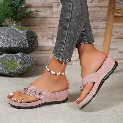 Celestia | Women's Floral Orthopedic Slip-On Sandals Angle