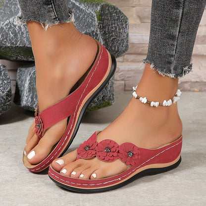 Celestia | Women's Floral Orthopedic Slip-On Sandals Detail