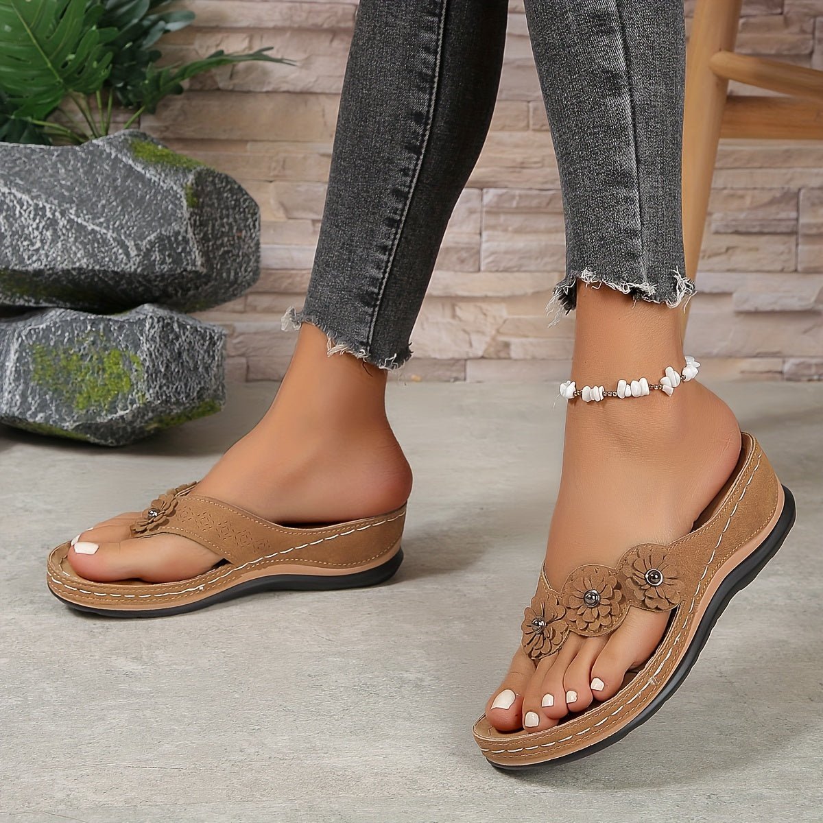 Celestia | Women's Floral Orthopedic Slip-On Sandals Lifestyle