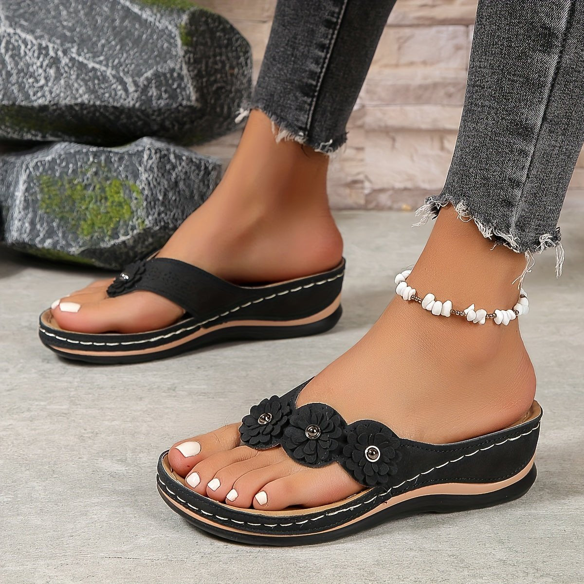Celestia | Women's Floral Orthopedic Slip-On Sandals View 14