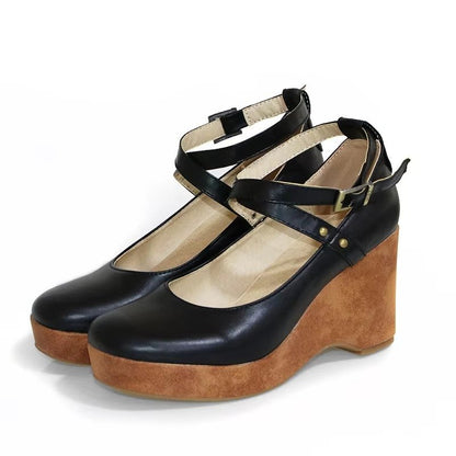 Celestine | Women's Chunky Platform Mary Jane Wooden Block Heels Back