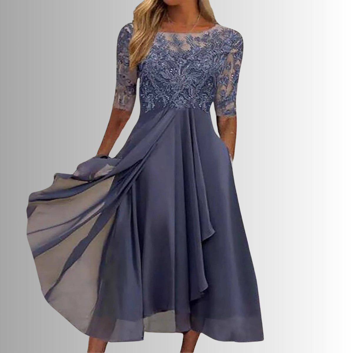 Celestine | Women's Elegant Illusion Sleeve Maxi Dress Back