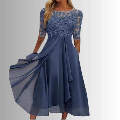 Celestine | Women's Elegant Illusion Sleeve Maxi Dress Hero