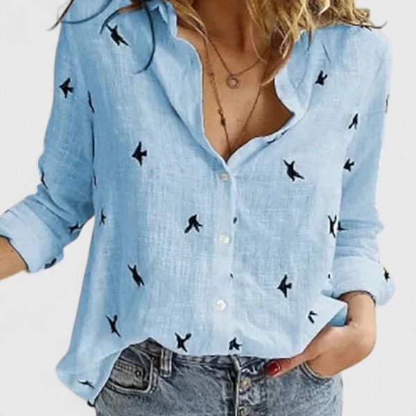 Celestine | Women's Scalloped Linen Button Shirt Alternate