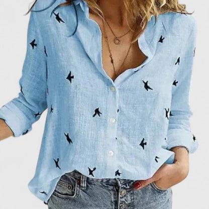 Celestine | Women's Scalloped Linen Button Shirt Alternate