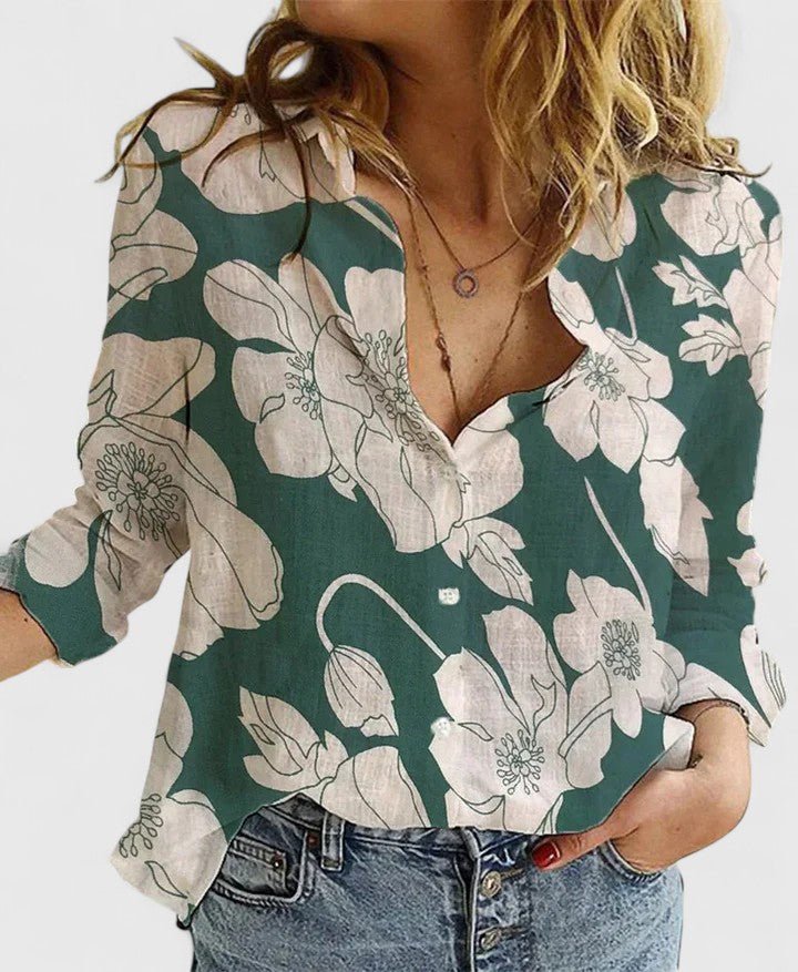Celestine | Women's Scalloped Linen Button Shirt View 11