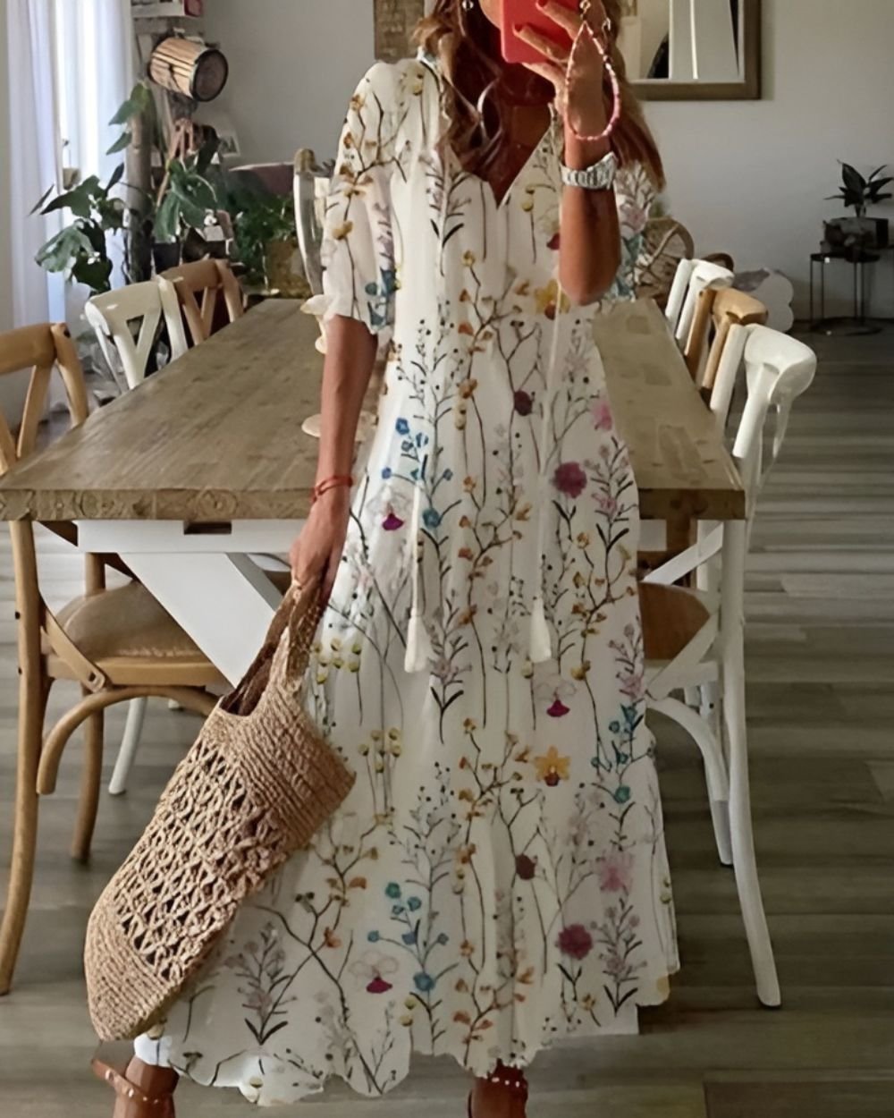 Celestria | Women's Boho Ikat Print Maxi Dress Lifestyle