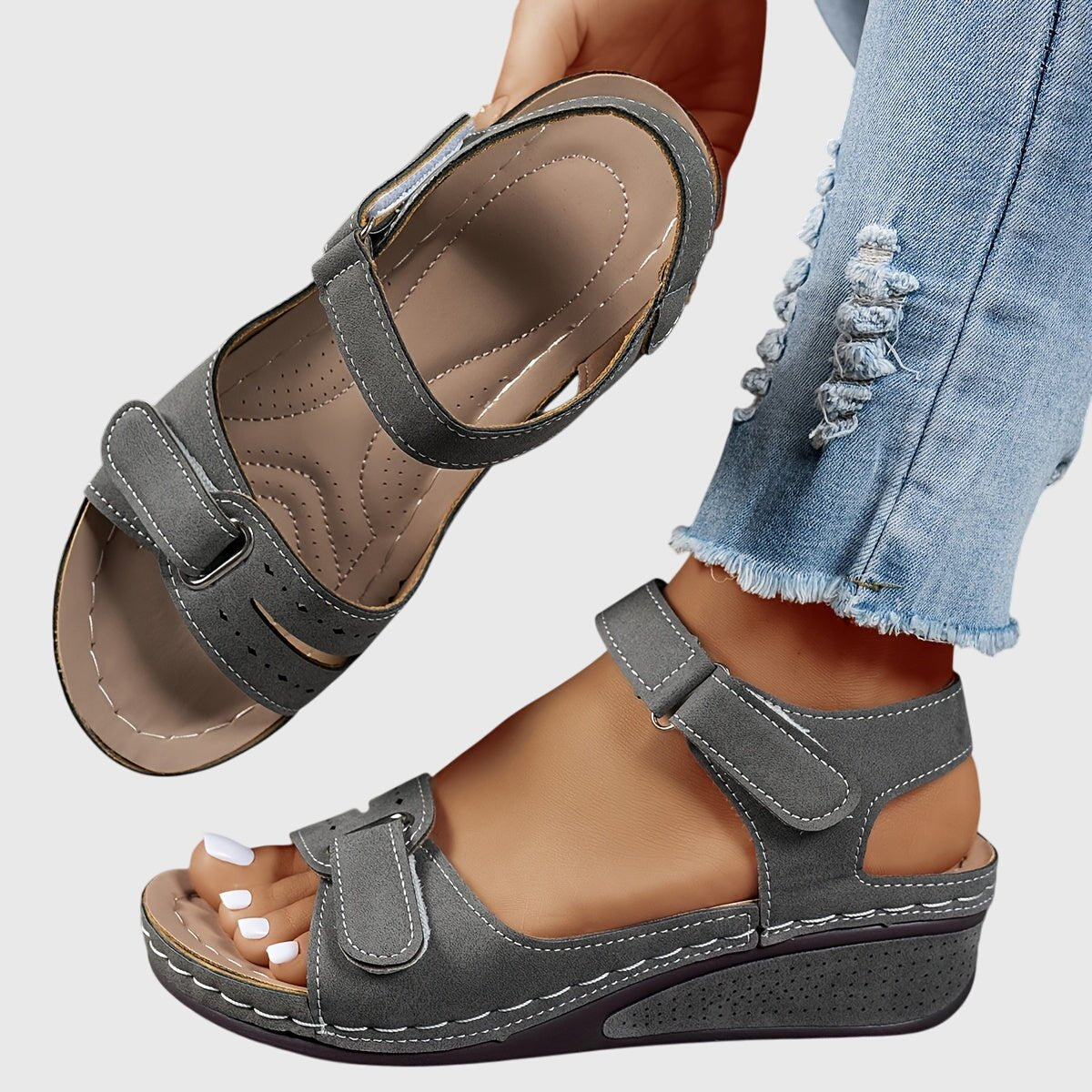 Celivra | Women's Orthopedic Velcro Strap Sandals Back