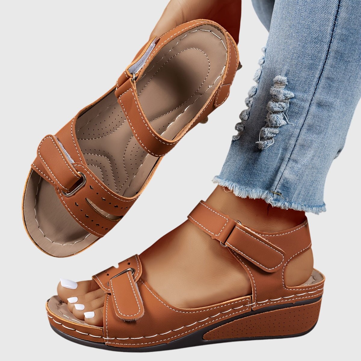 Celivra | Women's Orthopedic Velcro Strap Sandals Side