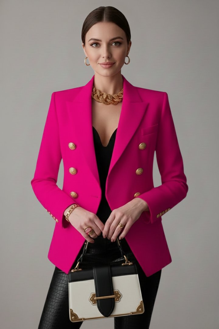 Clariel | Women's Double-Breasted Blazer Gold-Tone Button Alternate