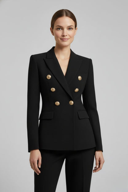 Clariel | Women's Double-Breasted Blazer Gold-Tone Button Front