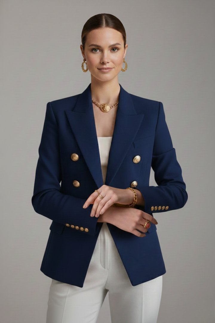 Clariel | Women's Double-Breasted Blazer Gold-Tone Button Full