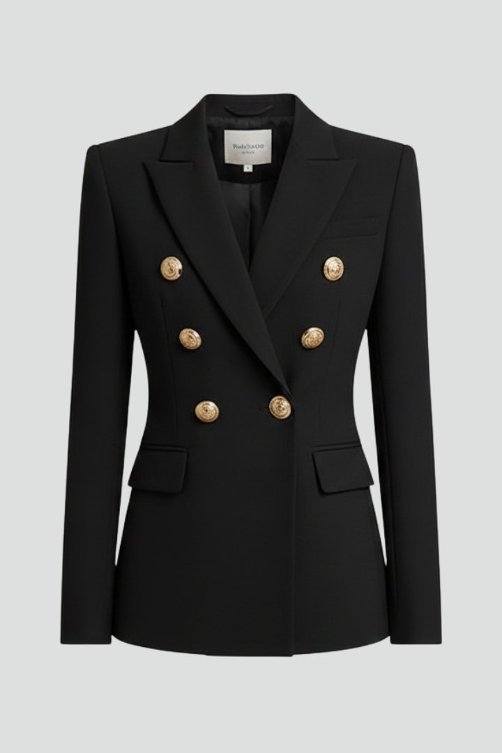 Clariel | Women's Double-Breasted Blazer Gold-Tone Button Hero