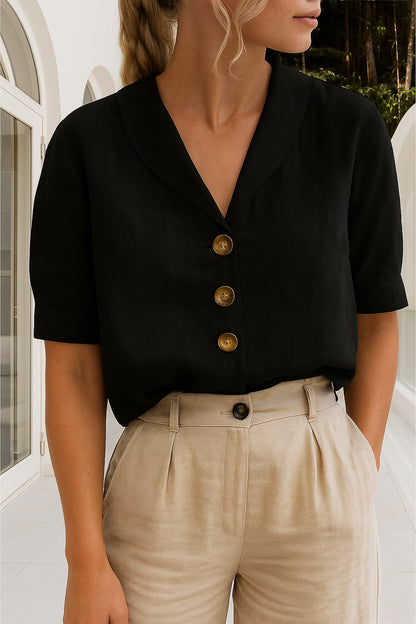 Clarissa | Women's Button Closure Elegant Blouse Detail