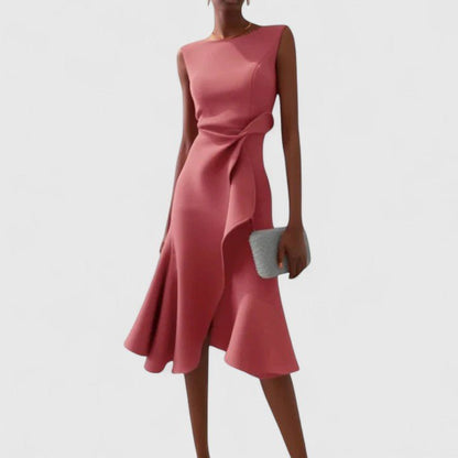 Coralie | Women's Sophisticated Asymmetric Ruffle Maxi Dress Lifestyle
