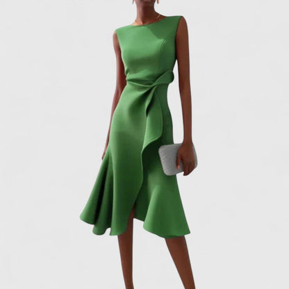 Coralie | Women's Sophisticated Asymmetric Ruffle Maxi Dress Side