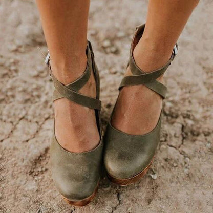 Cordelia | Women's Closed Toe Wedge Heels Ankle Strap Back