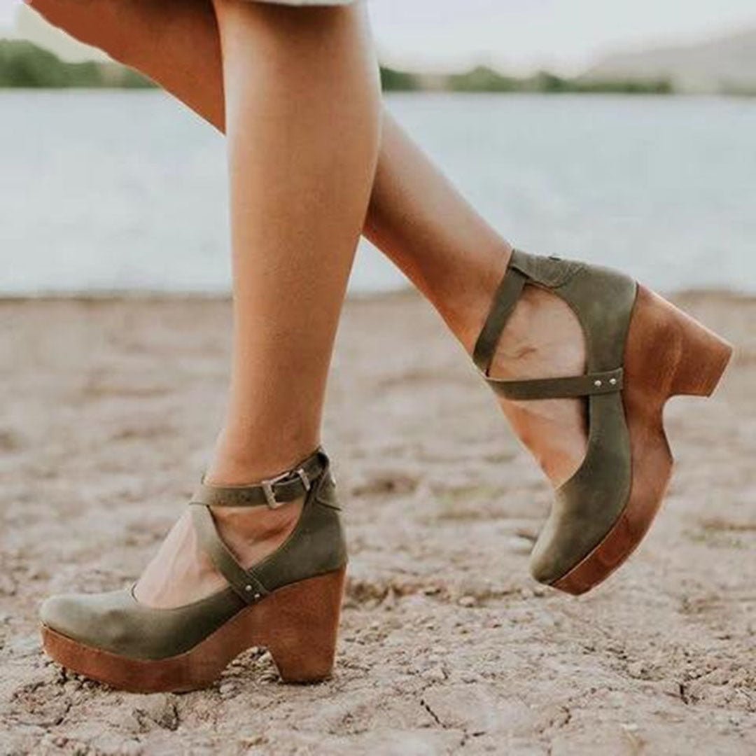 Cordelia | Women's Closed Toe Wedge Heels Ankle Strap Detail