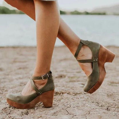 Cordelia | Women's Closed Toe Wedge Heels Ankle Strap Detail