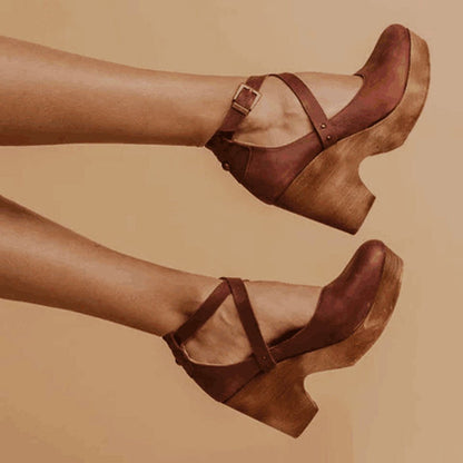 Cordelia | Women's Closed Toe Wedge Heels Ankle Strap Front