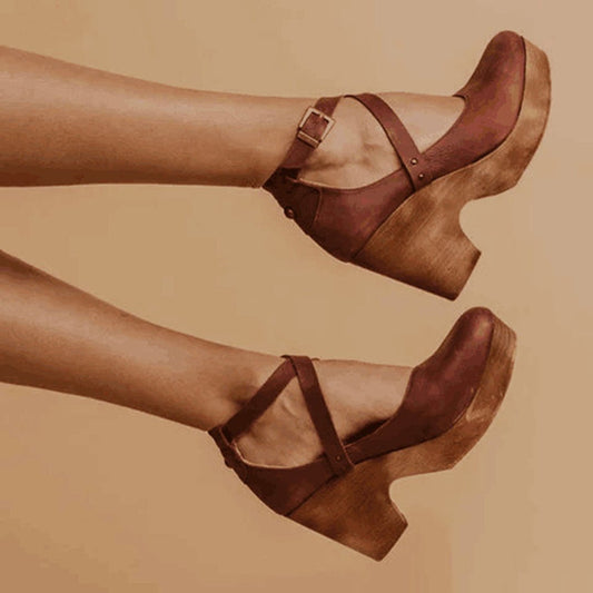 Cordelia | Women's Closed Toe Wedge Heels Ankle Strap Front