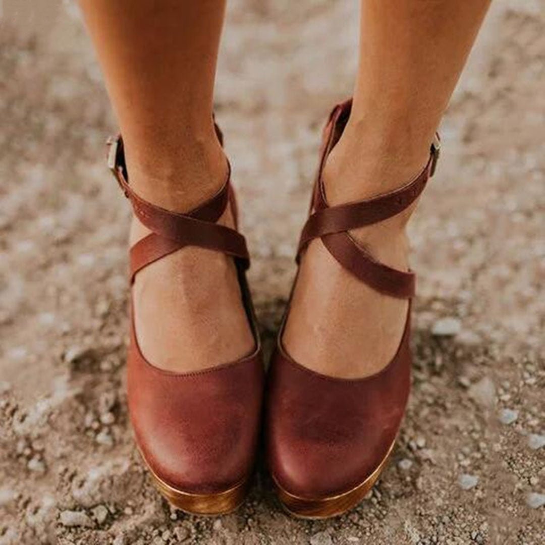 Cordelia | Women's Closed Toe Wedge Heels Ankle Strap Side